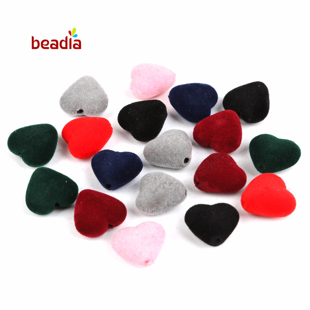 Bead Mat Velvet - Бусины-подвески в форме сердца, мягкие, разноцветные,