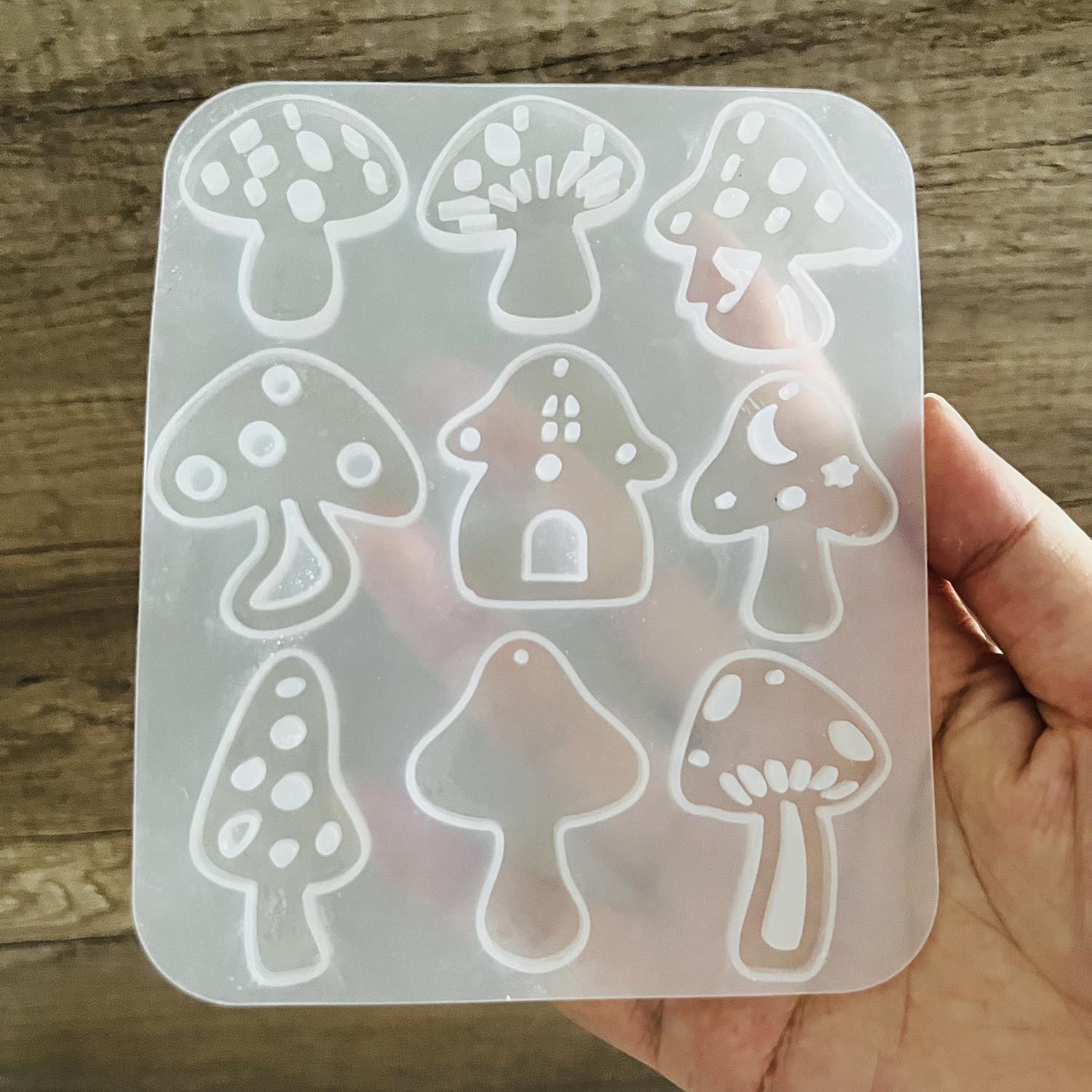 Resin Mold Jewelry - Разностильные серьги-подвески с грибами и перфорированной