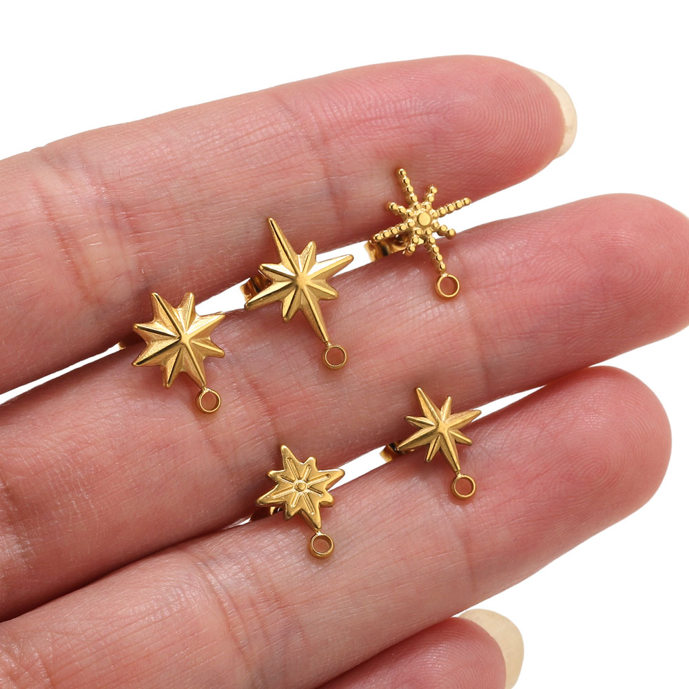 Jewelry Making Techniques - 6 шт. позолоченных 18-каратным PVD-золотом штифтов-звездочек