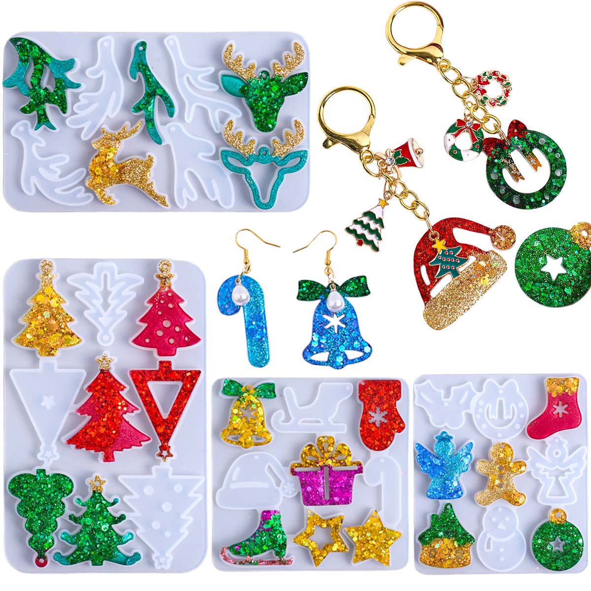 Resin Mold Jewelry - Рождественские серьги-подвески, силиконовая форма, сделай сам,